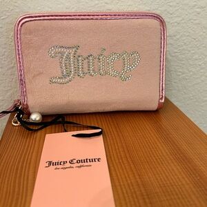 Juicy Couture Pink Wallet with Metallic Hardware and Structured Design